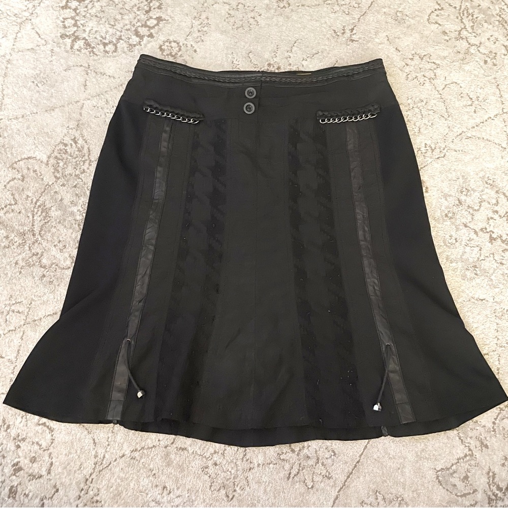 CRiSCA Black Peplum Skirt With Varied Fabric Details Size GB 12
